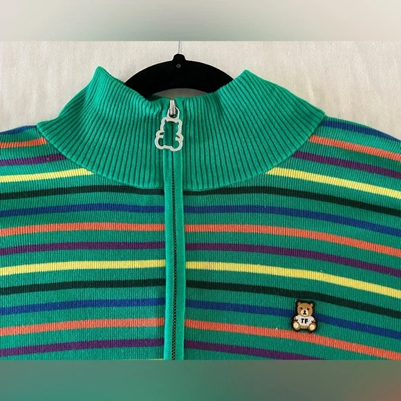 Teddy Fresh unisex colorful multi-striped half Zip-Up Sweater - Picture 4 of 5
